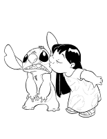 A coloring page of lilo and stitch